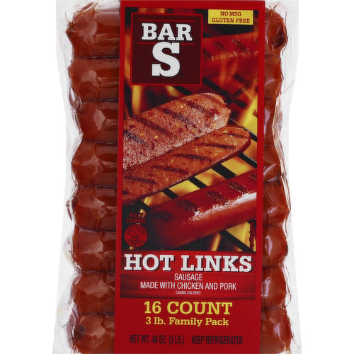 Bar S Sausage, Hot Links, Family Pack