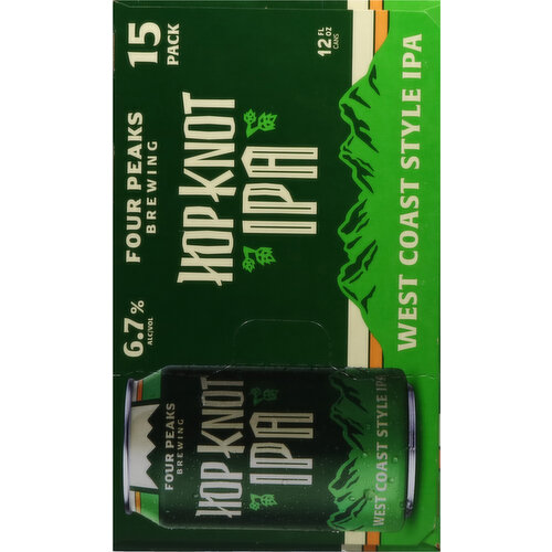 Four Peaks Brewing Beer, West Coast Style IPA, Hop Knot, 15 Pack