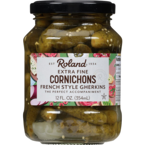 Roland Pickles, Cornichons, French Style Gherkins, Extra Fine