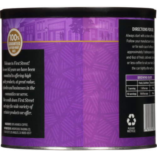 First Street Coffee, 100% Arabica, Ground, Medium, Donut Shop