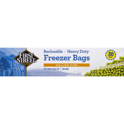 First Street Freezer Bags, Reclosable, Heavy Duty, Gallon Size