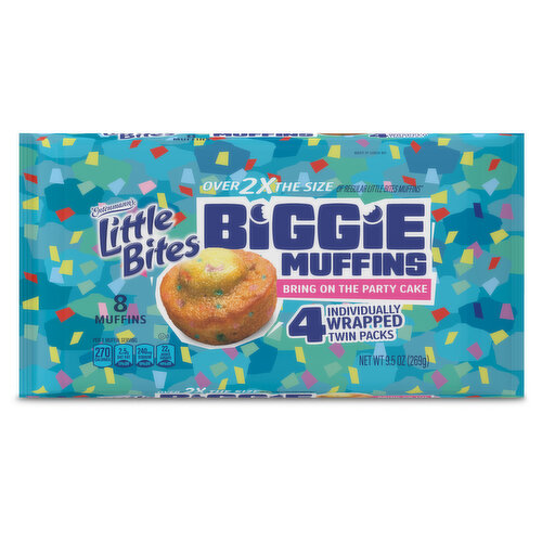Entenmann's Bring On The Party Cake Cake and Sprinkles Biggie Muffins, 4 twin packs, 9.5 oz