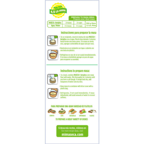 Maseca Corn Masa Flour, Gluten Free, Antojitos, Instant