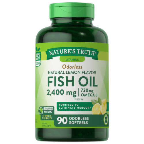 Nature's Truth Fish Oil, Odorless, 2,400 mg, Softgels, Natural Lemon Flavor