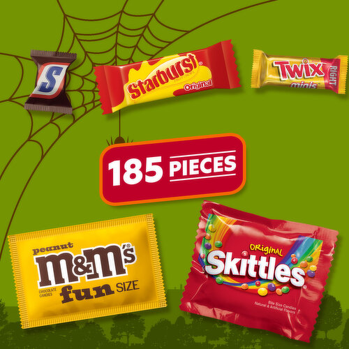 Mars Wrigley Knock, Knock! Who’s there? This Halloween bulk candy bag includes 185 individually wrapped SNICKERS Chocolate Bars, M&M'S Peanut Chocolate Candy, TWIX Chocolate Bars, SKITTLES Original Chewy Candy, and STARBURST Fruit Chews.