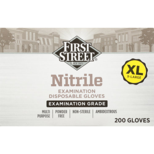 First Street Disposable Gloves, Examination, Nitrile, X-Large