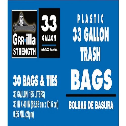 Grrilla Trash Bags, 33 gl