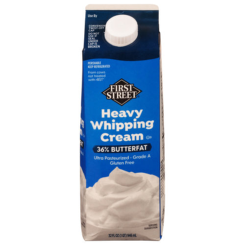 First Street Whipping Cream, Heavy, 36% Butterfat