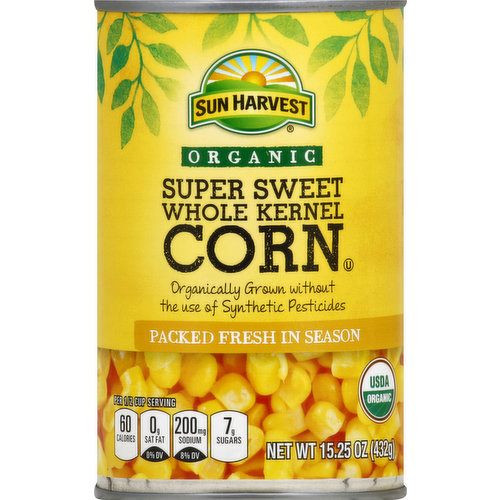 Sun Harvest Corn, Super Sweet, Whole Kernel