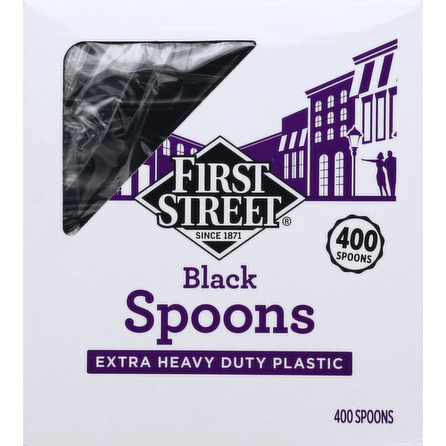 First Street Spoons, Black, Extra Heavy Duty Plastic