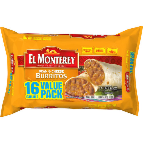 El Monterey Burritos, Bean & Cheese, Value Pack
