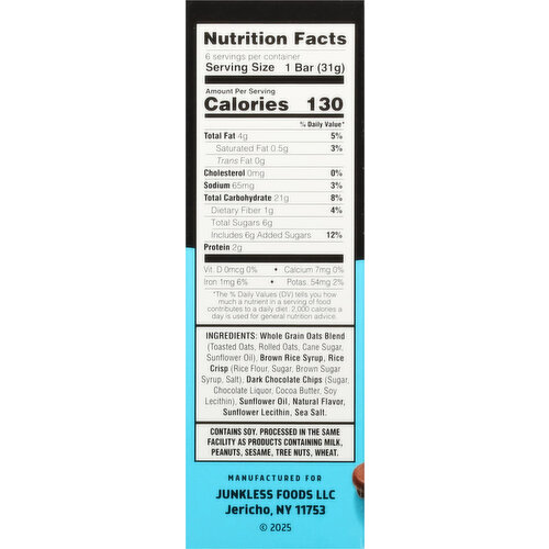 Junkless Chewy Chocolate Chip Granola Bars