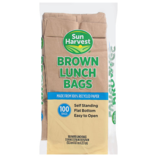 Sun Harvest Lunch Bags, Brown, Paper