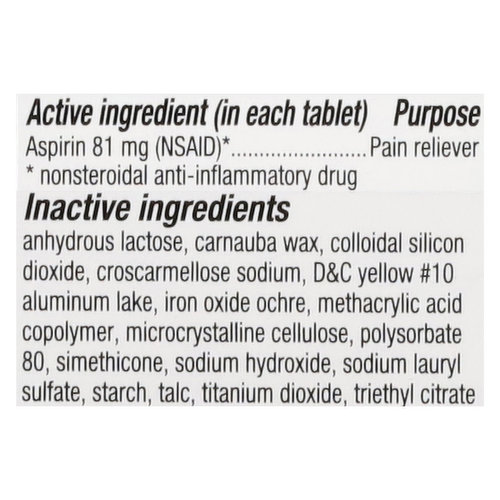 First Street Aspirin, Low Dose, 81 mg, Tablets