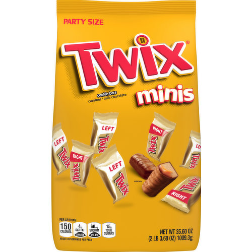 TWIX Cookie Bars, Milk Chocolate, Caramel, Minis, Party Size