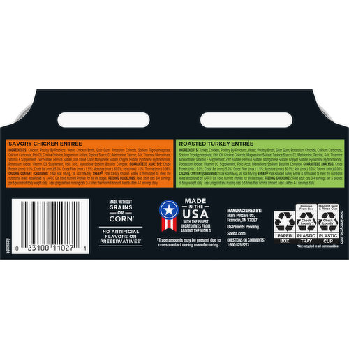Sheba Cat Food, Premium, Pate, Savory Chicken Entree/Roasted Turkey Entree, Variety Pack