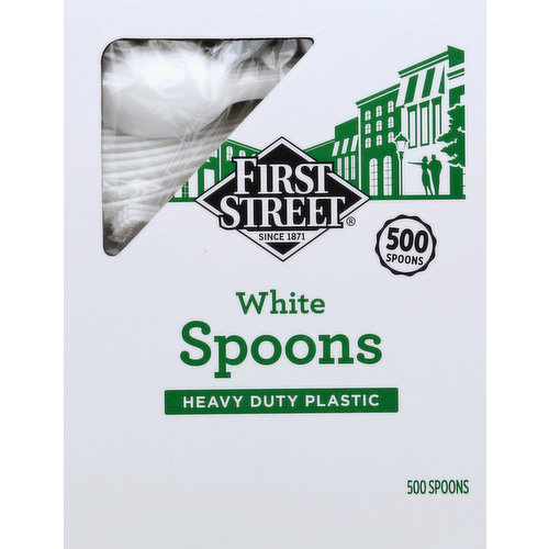 First Street Spoons, White, Heavy Duty Plastic