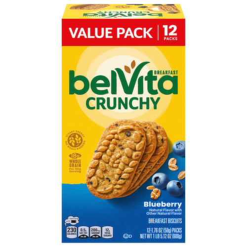 belVita Breakfast Biscuits, Blueberry, Crunchy, Value Pack