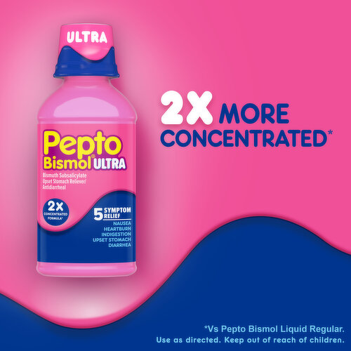 Pepto-Bismol Ultra Liquid, Upset Stomach & Diarrhea Relief, Over-the-Counter Medicine, 12 Oz