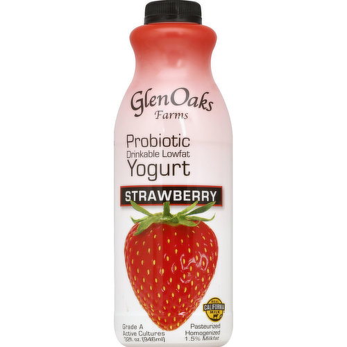 GlenOaks Yogurt, Drinkable, Lowfat, Strawberry