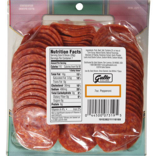 Gallo Salame Gallo Salame® Deli Sliced Pepperoni Lunch Meat, 7 oz