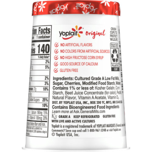 Yoplait Low Fat Cherry Orchard Yogurt
