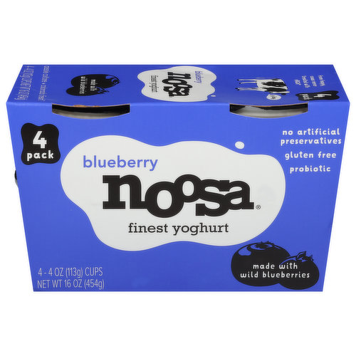 Noosa Finest Yoghurt, Blueberry, 4 Pack