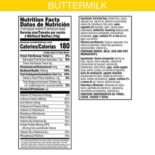 Eggo Frozen Waffles, Buttermilk, Family Pack