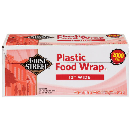 First Street Plastic Food Wrap, 12 Inch Wide, 2000 Feet