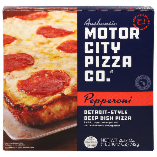 Motor City Pizza Co. Pizza, Pepperoni, Deep Dish, Detroit-Style