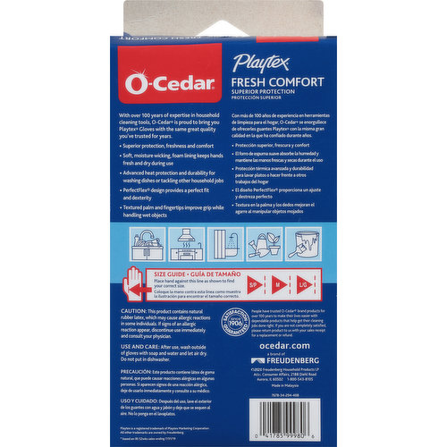 O-Cedar Gloves, Fresh Comfort, Large