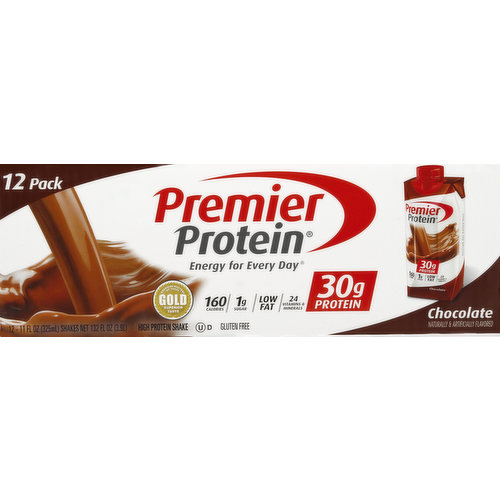 Premier Protein Protein Shake, High, Chocolate, 12 Pack