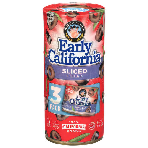 Early California Ripe Olives, Sliced, 3 Pack