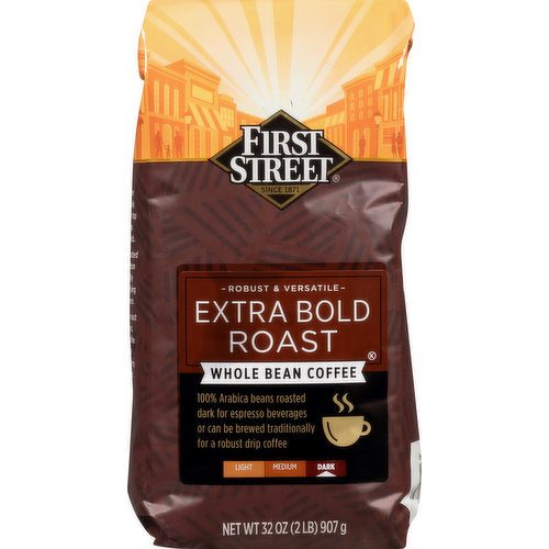 First Street Coffee, Whole Bean, Dark, Extra Bold Roast