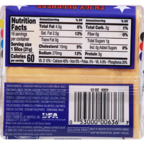 Borden american cheese, Cheese Slices,Singles