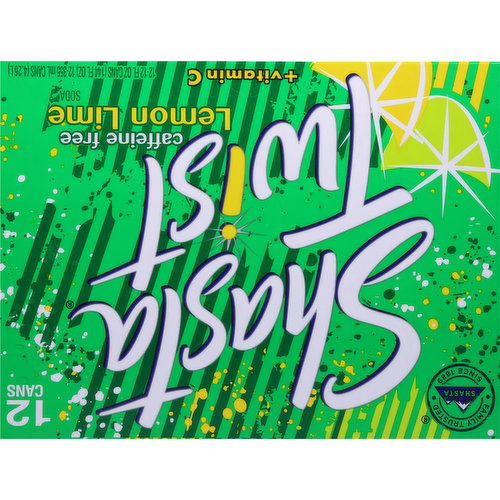 Shasta Soda, Caffeine Free, + Vitamin C, Lemon Lime
