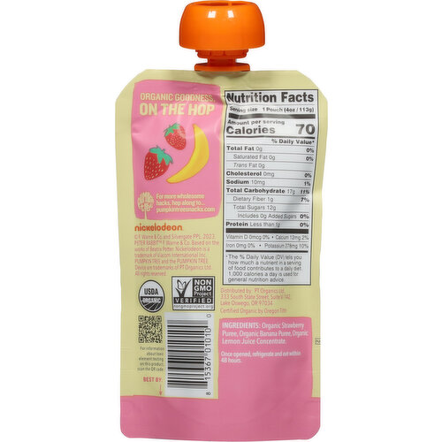Pumpkin Tree Fruit Puree, Organic, Strawberry & Banana