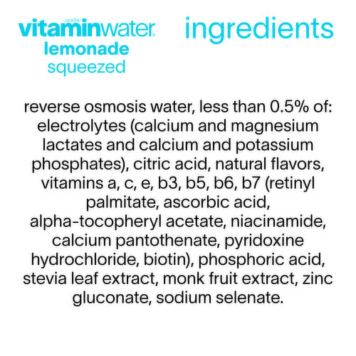 vitaminwater Sugar Squeezed Lemonade Nutrient Enhanced Flavored Water Beverage Bottle