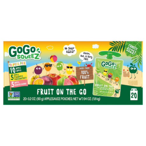 GoGo Squeez Applesauce, Fruit on the Go, Tropical Pack, Family Size