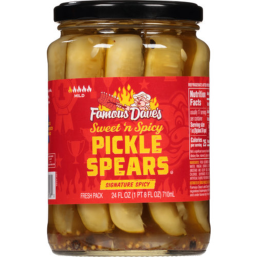 Famous Dave's Pickle Spears, Sweet 'n Spicy, Mild