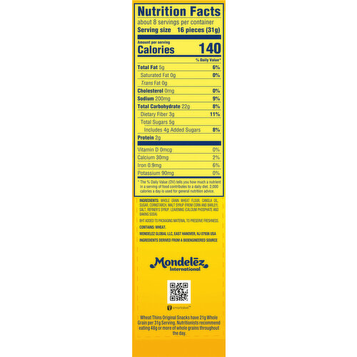 Wheat Thins Snacks, 100% Whole Grain, Original