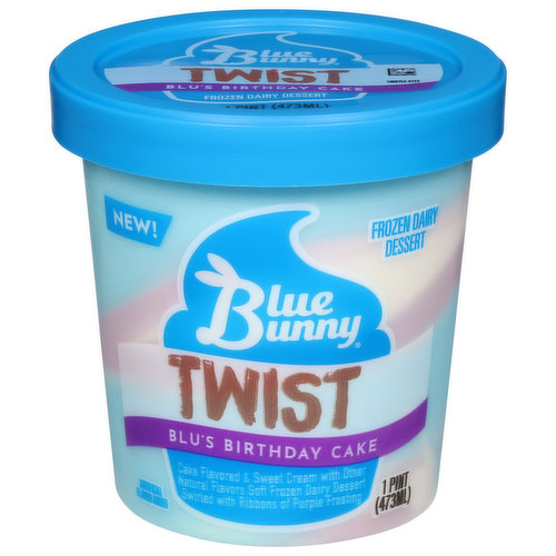 Blue Bunny Frozen Dairy Dessert, Blu's Birthday Cake, Twist
