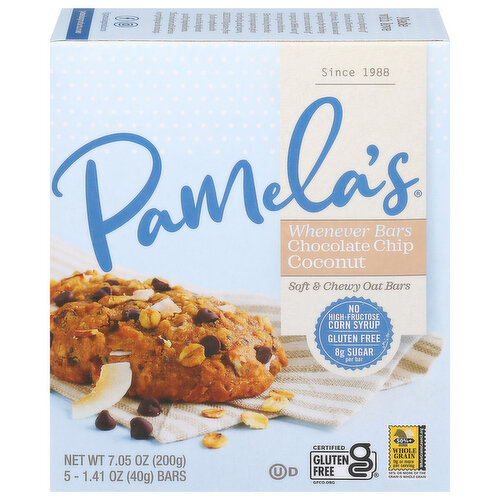 Pamela's Oat Bars, Soft & Chewy, Chocolate Chip Coconut