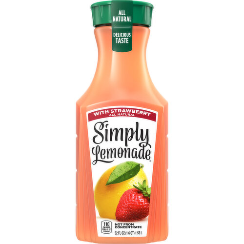 Simply Simply Lemonade With Strawberry, All Natural Non-Gmo, 52 fl oz