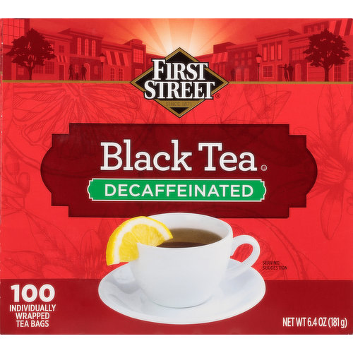 First Street Black Tea, Decaffeinated, Bags
