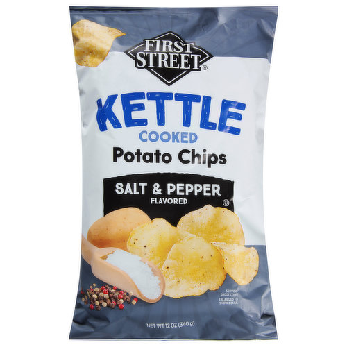 First Street Potato Chips, Salt & Pepper Flavored, Kettle Cooked