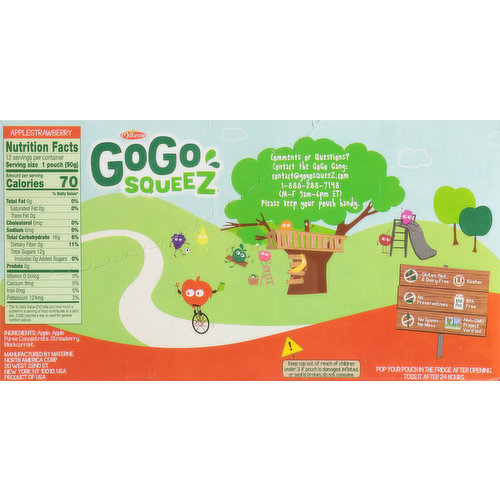 GoGo Squeez Applesauce, Apple Strawberry, Fruit on the Go