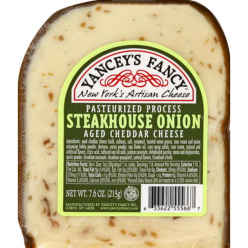 Yancey's Fancy Cheese, Pasteurized Process, Steakhouse Onion Aged Cheddar
