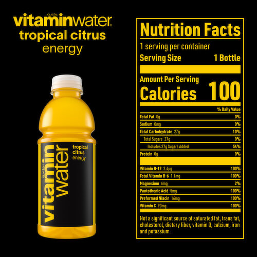 vitaminwater Energy Tropical Citrus Nutrient Enhanced Flavored Water Beverage