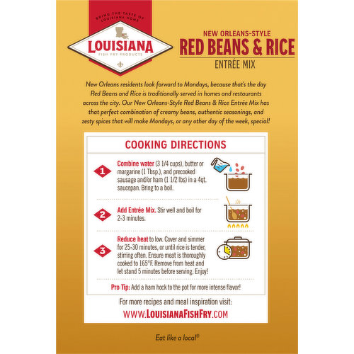 Louisiana Fish Fry Products Entree Mix, Red Beans & Rice, New Orleans-Style
